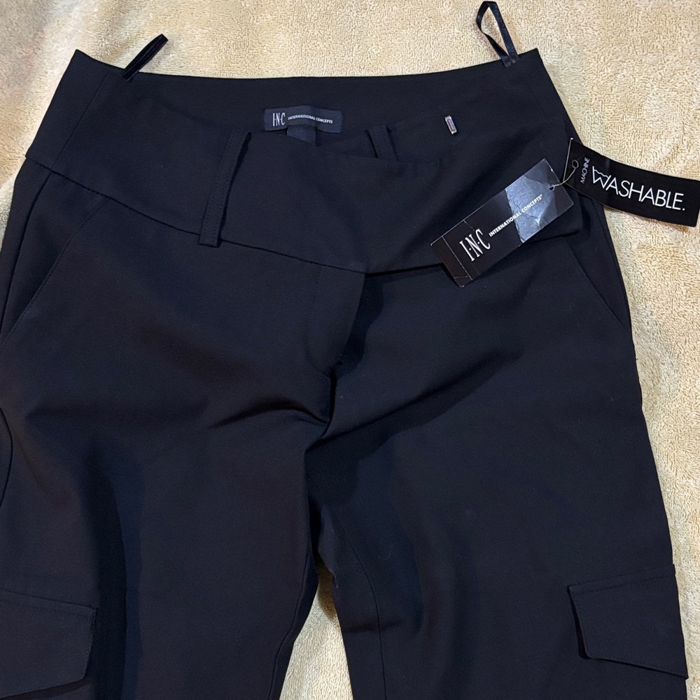 INC International Concepts Black Stretch Cargo Pants